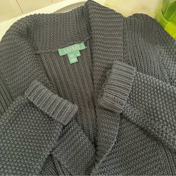 NEW LRL Ralph Lauren Chunky Belted Peplum Shawl Cardigan Sweater Jacket S NWOT - Picture 14 of 16